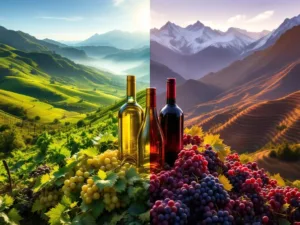 Zuid-Amerikaanse wijnterroir: kustwijngaarden met groene heuvels en oceaanmist naast bergwijngaarden met Andes-pieken